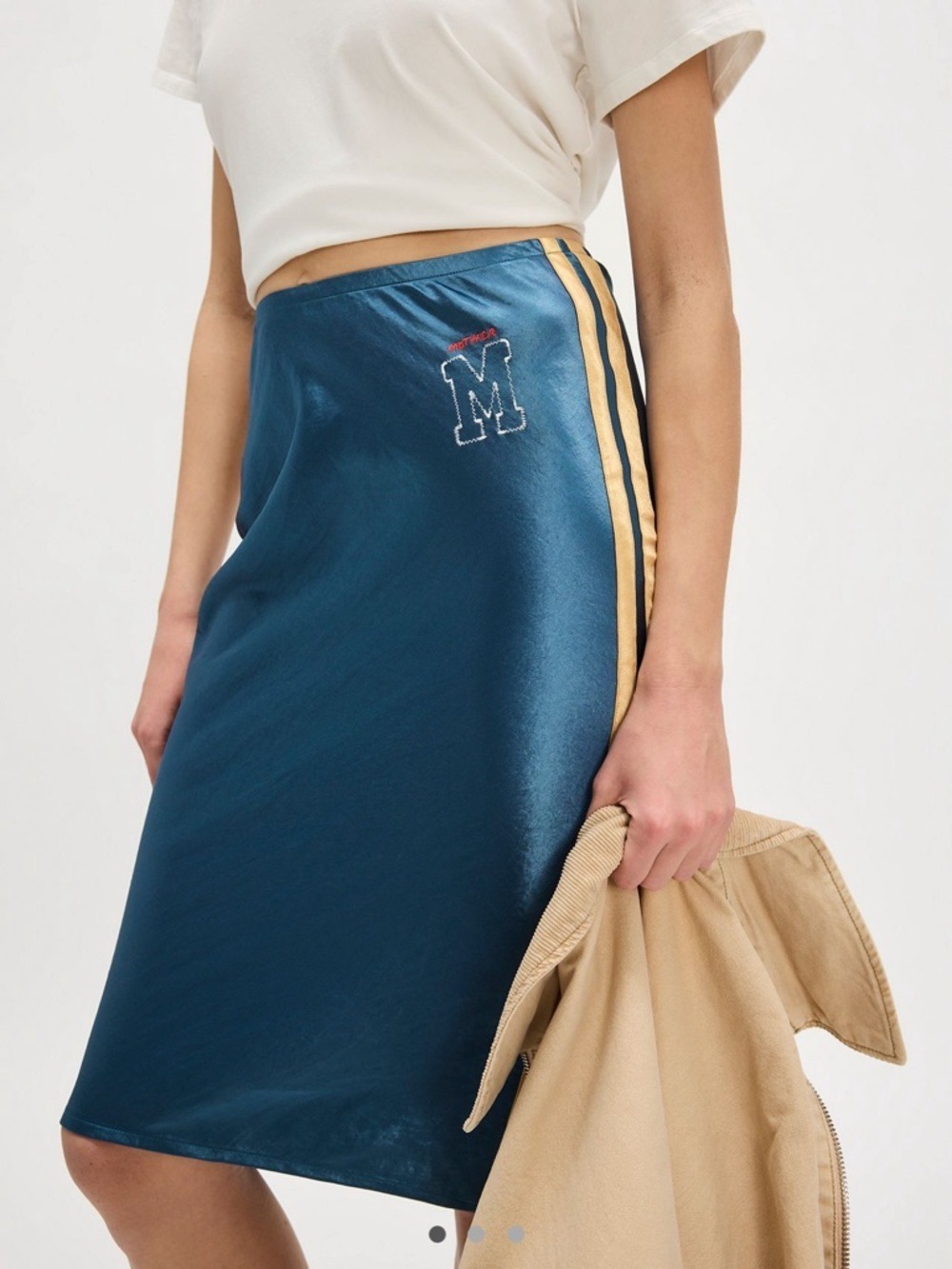 MOTHER The Athletic Skirt in Teamwork Marine & Yellow | XS | New